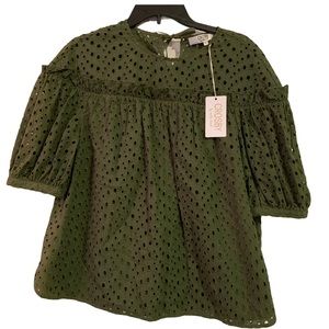Crosby by mollie burch Green Eyelet Cotton Shirt